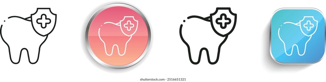 Dental care icon. Thin Linear, Regular and Button Style Design Isolated On White Background