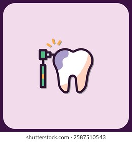 Dental Care Icon: Tooth Treatment with Drill