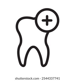 Ícone de cuidados dentários Ilustração de linha fina plana do vetor