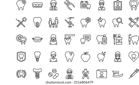 Dental care icons High-Quality Vector Icons Collection with Editable Stroke. Ideal for Professional and Creative Projects.