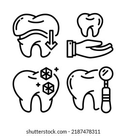 dental care icons set = dental crown, dentist, tooth, teeth. Perfect for website mobile app, app icons, presentation, illustration and any other projects