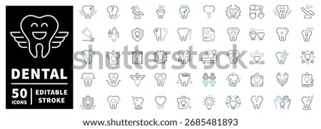 Dental care icons set – editable line icons, linear, oral health symbols