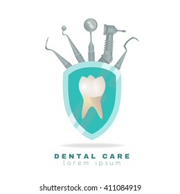 Dental care illustration. All objects are conveniently grouped  and are easily editable.