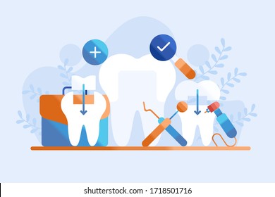 Zahnarztgrafik-Wohnung. Dentalpraxiskonzept-Vektor