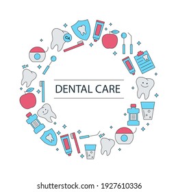 Dental care illustration. Protect teeth. Orthodontic vector set.