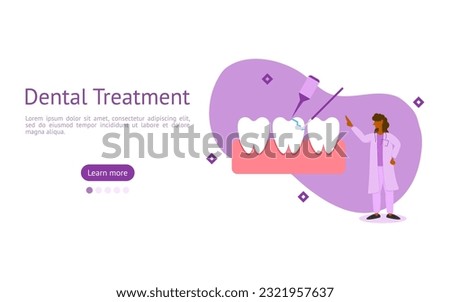 dental care illustration set. characters seen dentist treats a broken tooth by bonding tooth with teeth fragments. broken tooth treatment concept. vector illustration