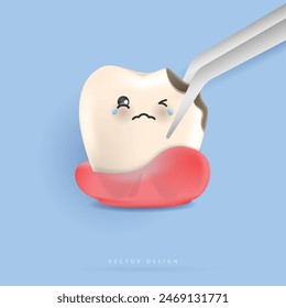 Dental care illustration set. dentists treat  tooth decay to avoid pain when chewing. tooth decay treatment concept. remove plaque, treat tooth decay. medical apps, websites and hospital. vector.