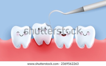 Dental care illustration set. dentists treat  teeth decay to avoid pain when chewing. teeth decay treatment concept. remove plaque, treat teeth decay. medical apps, websites and hospital. vector. 商業照片 © 