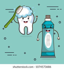 dental care kawaii comi character