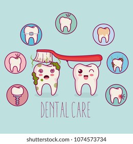 dental care kawaii comi character