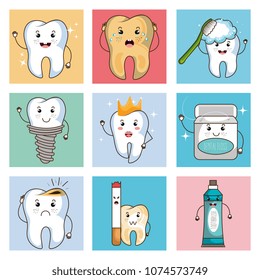 dental care kawaii comi character