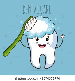 dental care kawaii comi character