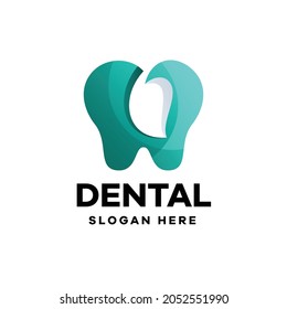 Dental Care With Leaves Gradient Logo Design