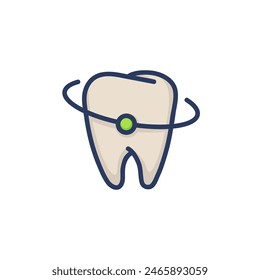 Dental care line icon set. Healthy teeth, cleaning floss, dentist tools, medical report, toothbrush, implant, braces. Vector icons for dentistry, stomatology, oral hygiene, healthcare concept