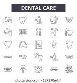 Dental care line icons, signs, vector set, outline illustration concept 