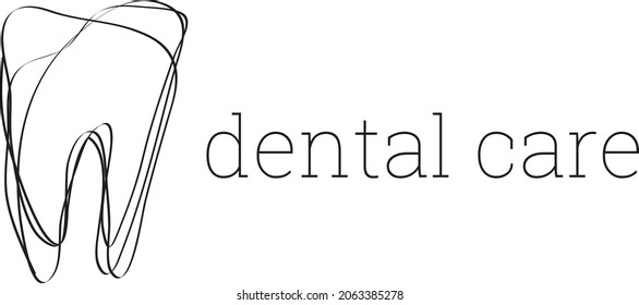 Dental care logo - abstract one line tooth icon