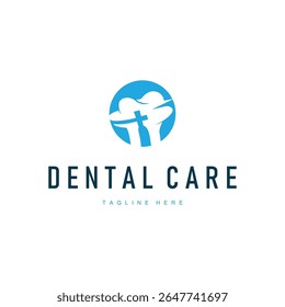 Dental care logo concept, with a simple minimalist concept as a symbol of dental health and dental care template for dental clinics, businesses, product brand
