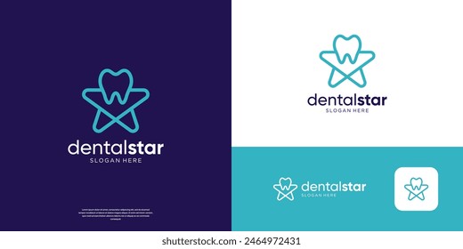 Dental care logo design geometric abstract star logo vector illustration.