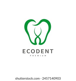 Diseño del logotipo del cuidado dental con las hojas verdes y el icono del diente para el hospital, la clínica o la salud 4 