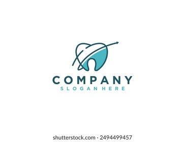 Dental care logo design with line art style.