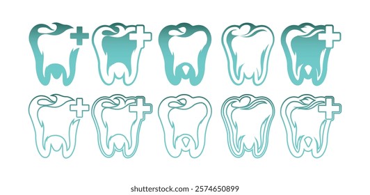 Dental Care Logo Design with Line Art Style. Dental Care logo design vector icon symbol template.