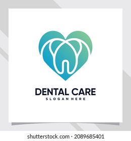 Dental care logo design template with negative space concept