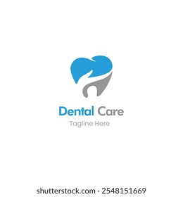 Modelo de design de logotipo de cuidados dentários - Dente, dentista, clínica dentária e saúde dentária logotipo design ideia