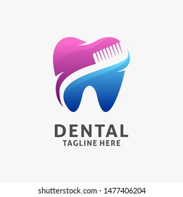 Dental care logo design with tooth brush element