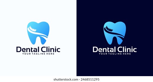 diseño del logotipo del cuidado dental con el concepto del diente y del cepillo