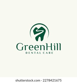 dental care logo design. Vector illustration of abstract peak or mountain and teeth shape. modern logo design vector icon template