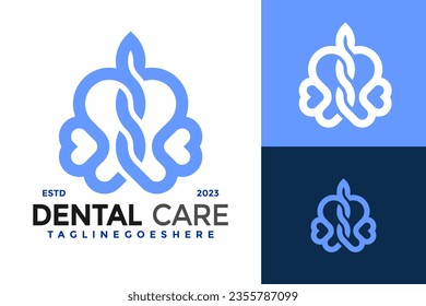 Dental care logo design vector symbol icon illustration
