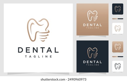 Plantilla de Vector de diseño de logotipo de Cuidado Dental, estilo lineal Plantilla de Vector de diseño de logotipo de Salud Dental. Icono de concepto de clínica dental.	