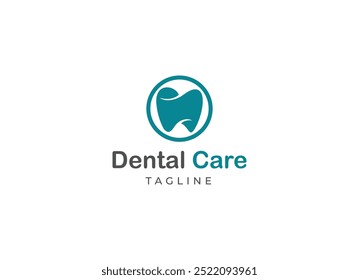 Ilustração de vetor de design de logotipo de cuidados dentários. Design do logotipo dos dentes.