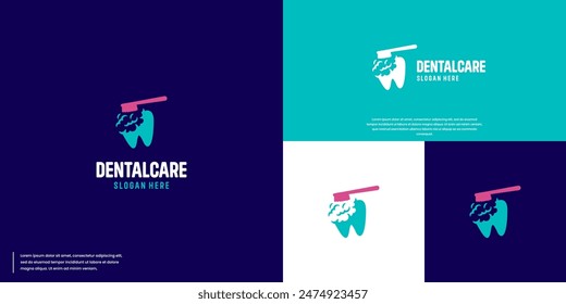 dental care logo, with a friendly and fun style, for kids, logo vector template.