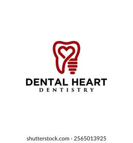 dental care logo. simple minimalist love heart tooth line inspiration vector design.
