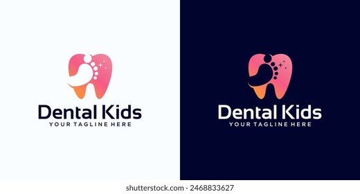 Dental care logo template for children, dental kids logo design