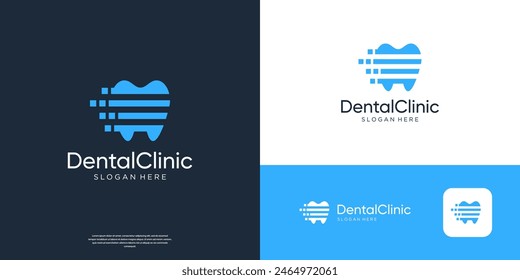 Dental care logo template with digital move logo design.