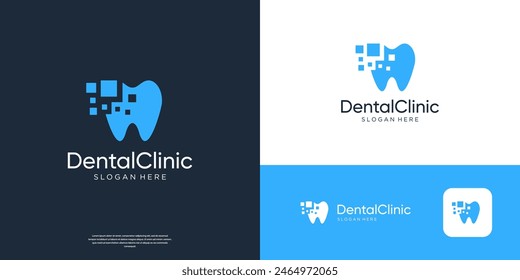 Dental care logo template with digital move logo design.