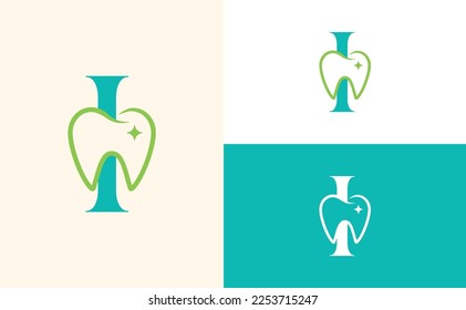 dental care logo tooth doctor dental office letter I