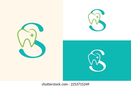 dental care logo tooth doctor dental office letter S