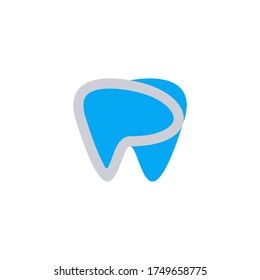 Dental care logo. Tooth with letter P design concept, isolated on white background.