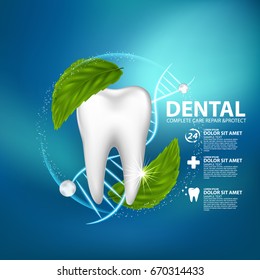 Dental care with mint leaf concept 