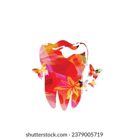 Dental care, oral health and hygiene, colorful tooth design for dental clinic vector illustration. Tooth implant on white background