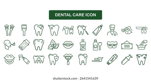 Dental Care and Oral Hygiene Icon Set