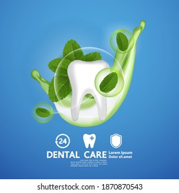 Dental care with peppermint leaf vector illustration.