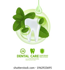 Dental care with peppermint leaf vector illustration.
