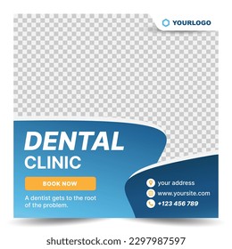 dental care  post social media template square banner. template design vector. Modern banner promotion square web banner for hospital and clinic.