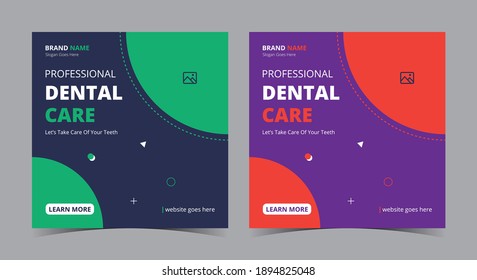 
Dental care poster, Dental social media post and flyer