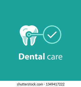 Dental care, prevention check up, hygiene and treatment, stomatology services, vector icon set