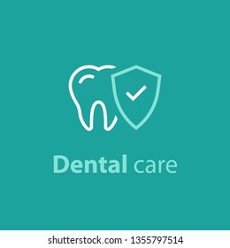 Dental care, prevention check up, hygiene and treatment, stomatology services, vector icon set